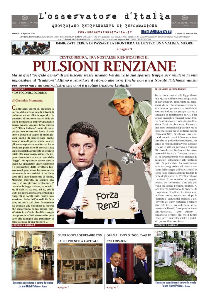 L'osservatore d'Italia edizione del 4 Agosto 2015